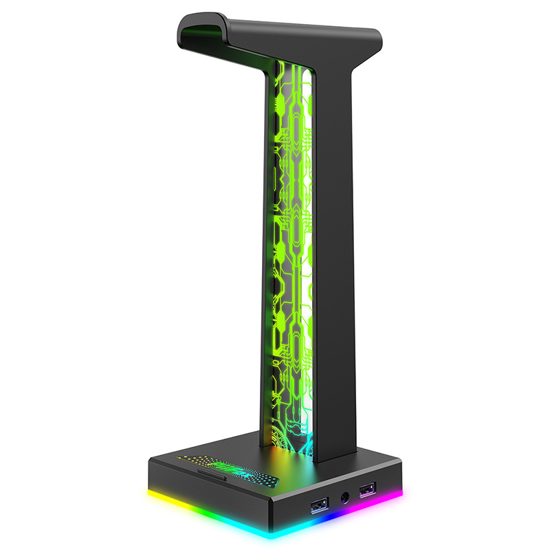 Pc Gaming Rgb - RGB-Gaming-Kopfhörerständer, Dual-USB-Anschluss, 3,5 mm Audio-Anschluss, 10