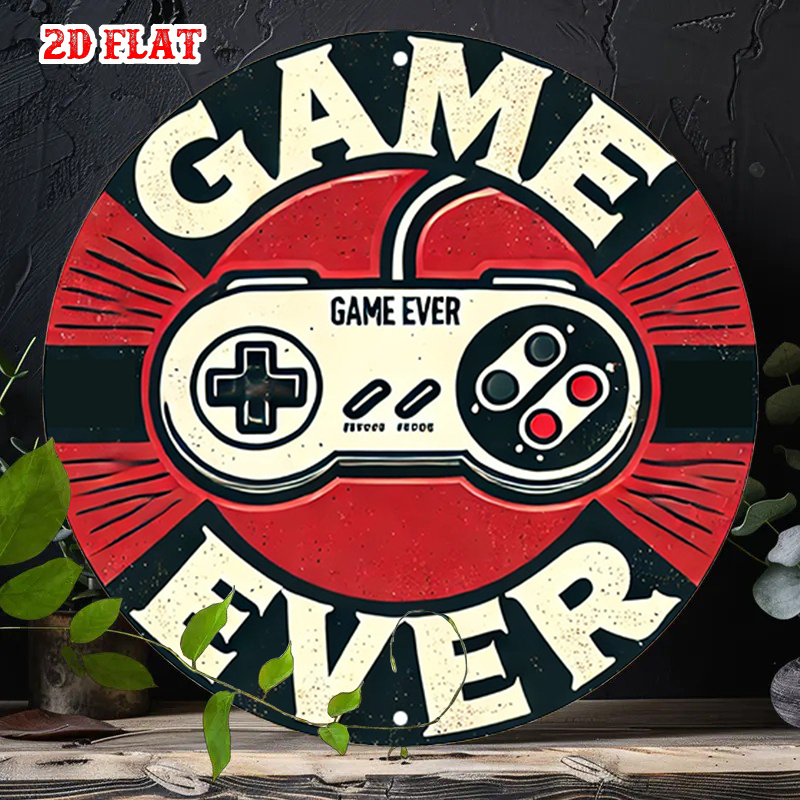 Gaming Controller - 2D Flaches 1-teiliges Retro-Gaming Aluminiumschild, Controller-Design